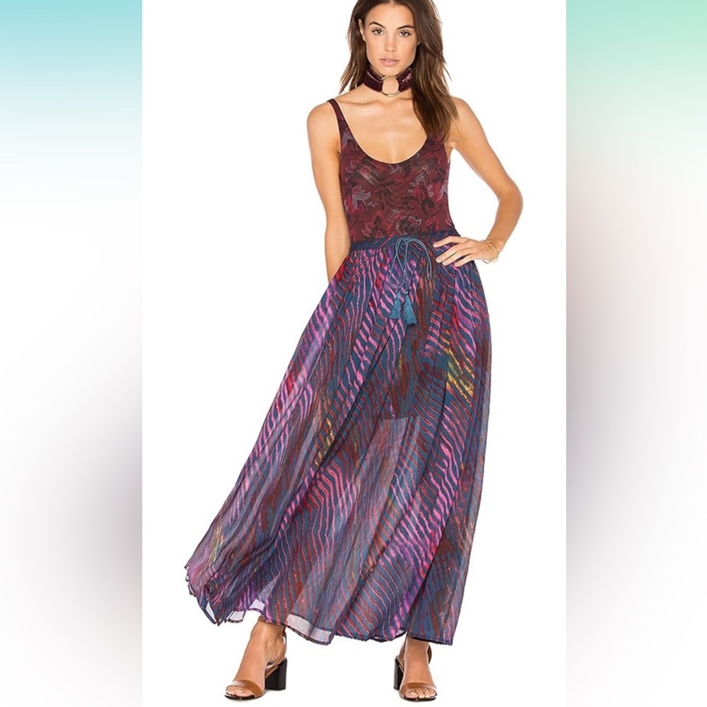 Free People True to You festival Boho Maxi skirt animal print